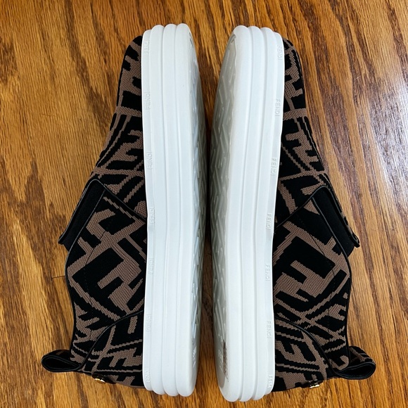 Fendi FF Vertigo tobacco/black slip-on sneakers in 39.5 - Picture 10 of 12